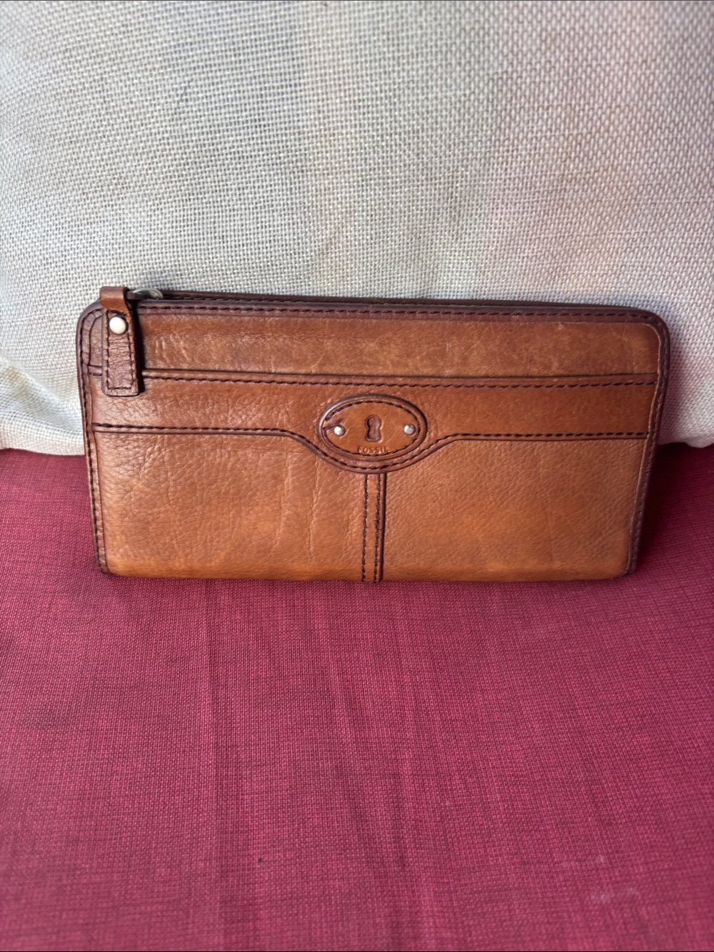 Fossil Leather Zip Wallet Clutch - Brown